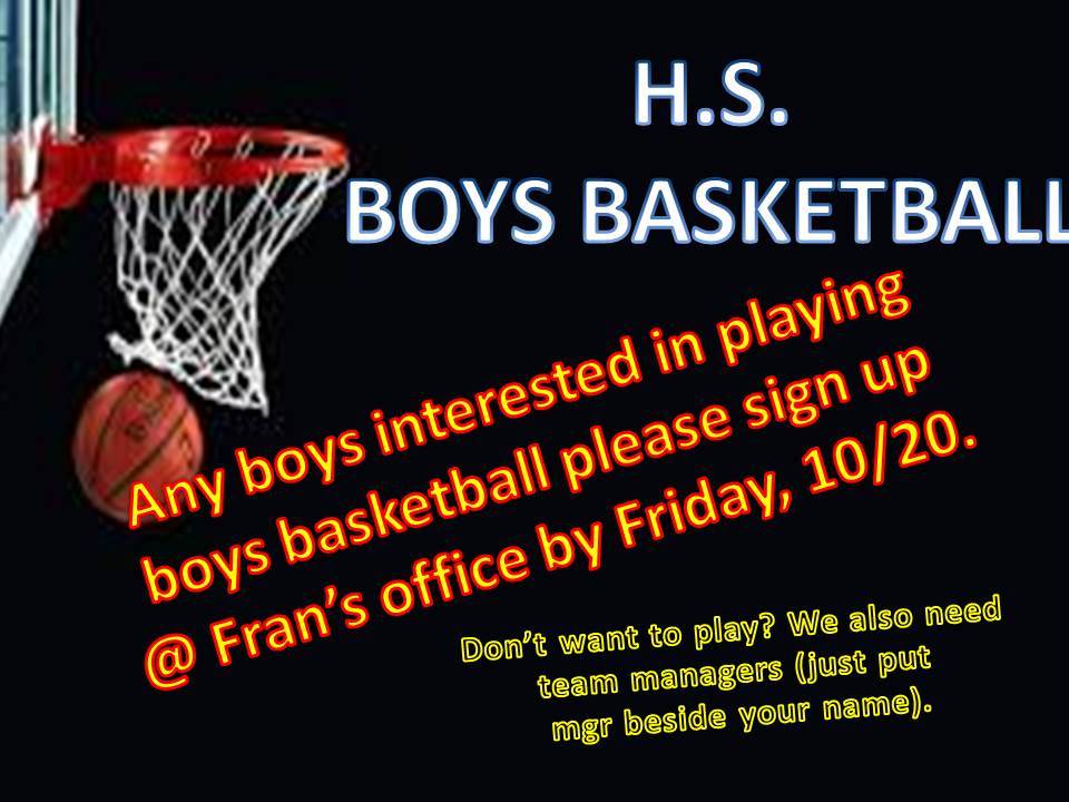 Boys Basketball Sign Up!