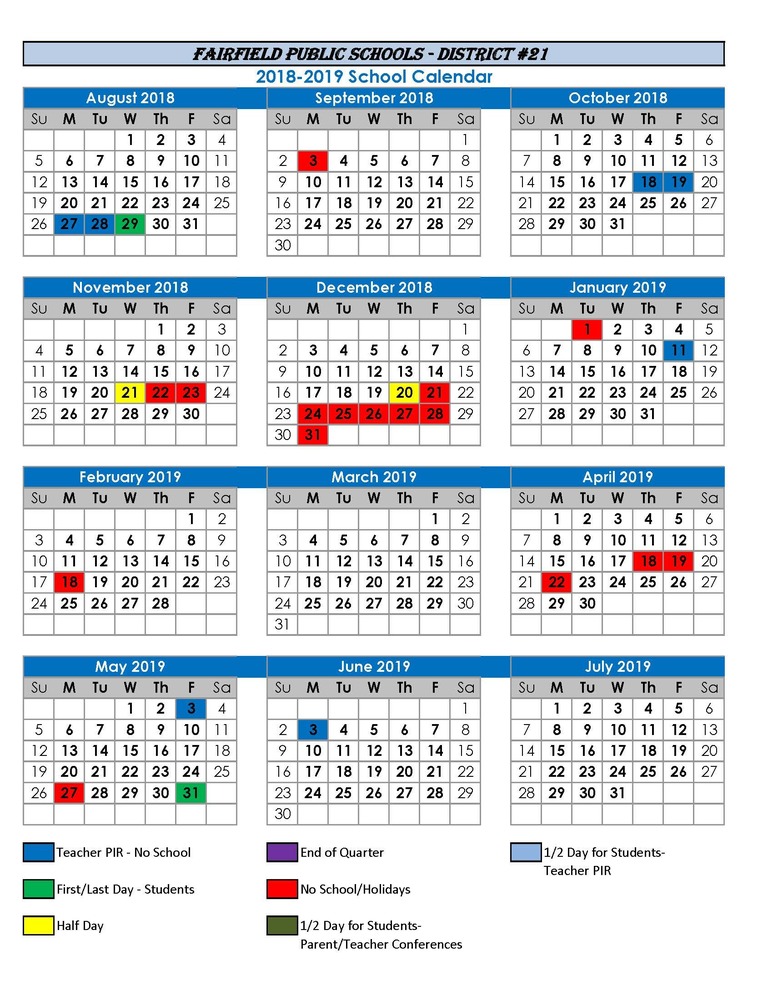 New Fairfield Schools Calendar Sena Xylina